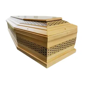 Caixões funerários montados fornecimento de fábrica caixão profissional de madeira maciça de alta qualidade cetim