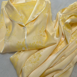 New Women's Long-sleeved Senior of Sexuality Jacquard Ice Silk Home Wear Pajamas <b>Pants</b> 2-piece Set Fashion - Product Image 1