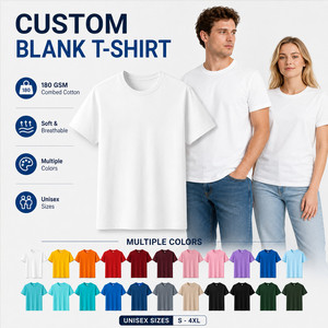 Custom Logo 180G Combed Cotton T-<b>Shirt</b> Unisex Wholesale Premium Soft Breathable Blank Tee S-4XL 22 Colors White - Product Image 1