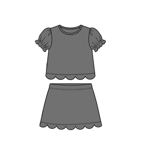 Précommande MOQ 5 Trendyism Boutique Holiday Soft Organic Cotton Print Milk Silk Girls Summer Scallop Skirts Outfits Wholesale - Product Image 6