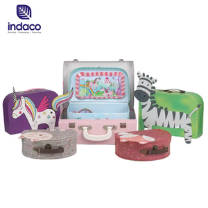 Fancy Customized Printing Small Gift <b>Boxes</b> for Kids Packaging Baby Cardboard Suitcase Box With Handle - Product Image 5