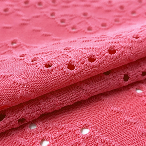 Tela de encaje con ojal para vestidos y tops, tejido de poliéster, licra, tejido jacquard, color rosa - Product Image 2