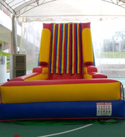Mur d'escalade gonflable commercial en PVC pour jeux de carnaval, mur d'escalade extérieur avec toboggan, installation facile, taille personnalisable pour adultes et enfants