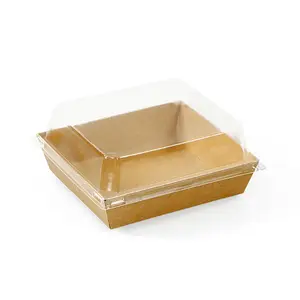 Caja de embalaje para llevar de reciclaje biodegradable caja de papel Kraft de ensalada de fideos de comida personalizada