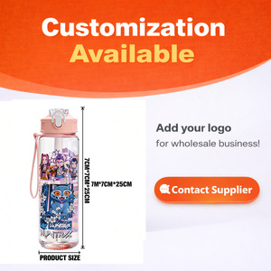 Bouteille d'eau en plastique pop-up personnalisable avec logo de marque, écologique, compatible eau bouillante, avec sangle, pour enfants, type paille, pour la rentrée scolaire - Product Image 6