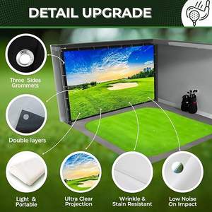 Impact Sport Wrinkle-Stain-Resistant 9'10"x9'10" Large Size Interior <b>Retractable</b> Home Use Golf Sim Hitting <b>Screen</b> Setup - Product Image 5