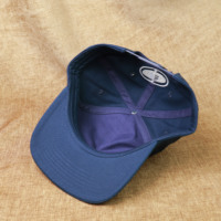 Casquette de baseball à 5 panneaux en coton pur bleu marine, bord légèrement incurvé, design de marque personnalisé brodé