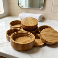 Bocaux écologiques réutilisables en bambou pour sels de bain et assaisonnements avec couvercle – Idéal pour salle de bain, cuisine et épices