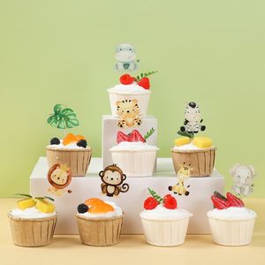 Décorations de gâteau en acrylique pour fête sur le thème de la <span class=keywords><strong>jungle</strong></span>, animaux, décorations de cupcakes pour anniversaire, fête d'anniversaire d'enfants, fête prénatale, ensemble de décorations de cupcakes - Product Image 1