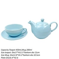 Service à thé/café individuel en céramique émaillée au design épuré, idéal pour le thé de l'après-midi