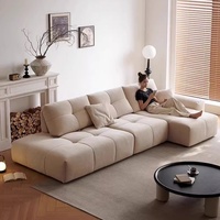 Juego de Sofá Cama Modular en Forma de L, Estilo Nórdico Moderno para Sala de Estar, con Tela y Esponja Ecológicas, para Hotel, Apartamento, Villa