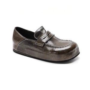 Chaussures en cuir de cheval lavé au vin rouge avec doublure en fourrure et semelle moelleuse, style classique, cousues à la main, petite chaussure en cuir pour femme - Product Image 6