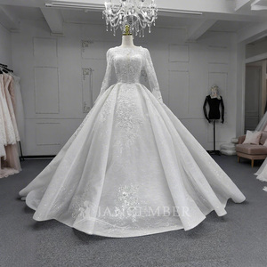 Vestido de Novia ANY43 con Lentejuelas, Escote Corazón, Estilo Princesa, con Apliques de Pedrería, Encaje, Cristal, Cola de Capilla, Largo hasta el Suelo, Natural - Product Image 1