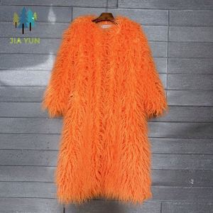 European American Multi-Color Over Knee Long Faux Plush Coat <strong>Women</strong> Winter Outerwear - Product Image 4