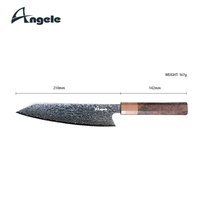 Couteau de chef Kiritsuke ANGELE de 8 pouces, lame en acier Damas, finition haute brillance, tranchant super affûté, manche octogonal unique en résine
