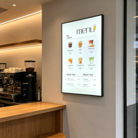 Cadre d'affichage publicitaire pour affiche de film, boîte à lumière ultra-mince en verre LED, étanche IP54, mural, avec commande tactile, rétroéclairé pour entreprises