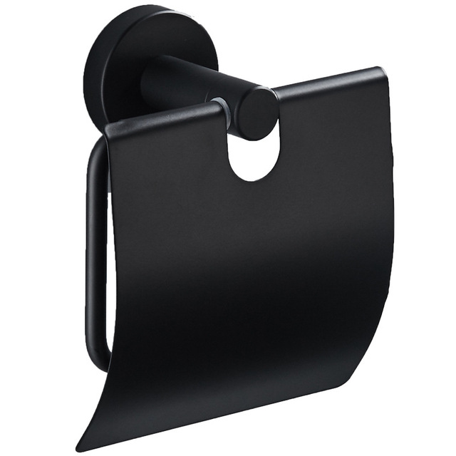 Hotel Luxury Matte Black Bathroom Wall Mounted 304 Stainless Steel Toilet Paper Holder for Hotel Home