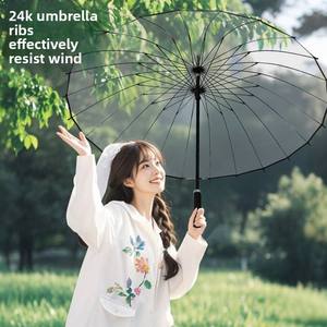 23 Inch 24 Ribs Transparent Straight <b>Umbrella</b> Clear View <b>Windproof</b> Long Handle Manual Open Custom Logo See Through <b>Umbrellas</b> - Product Image 3