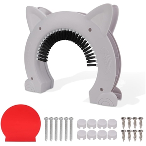 पोर्टेबल टिकाऊ बिल्ली कान आकार आंतरिक पालतू पालतू जानवर खिड़की के साथ बालों के ब्रश के साथ बिल्लियों का दरवाजा - Product Image 2