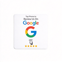Carte NFC personnalisée pour avis Google, puce NTAG215, autocollant carré adhésif blanc 100x100mm pour les commentaires et les adhésions de restaurant