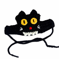 Collier, bavoir et chapeau en crochet faits main pour Halloween, accessoires de costume amusants pour chats noirs, citrouilles et fantômes, pour chats et petits chiens