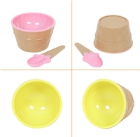Ensemble de bols à crème glacée en plastique réutilisables flexibles avec cuillères en forme de cône gaufré d'une capacité de 200ml pour dessert yaourt glacé