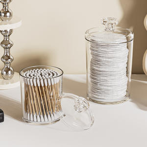 Juego de tarros organizadores de maquillaje de plástico transparente con tapa para toallitas de algodón, hisopos y esponjas, contenedor de almacenamiento de cosméticos, tres tamaños - Product Image 3