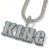 Pendentif personnalisé avec nom serti de zircons, zircon de qualité AAA, clarté VVS, collier chaîne avec lettres hip-hop, breloques pour hommes, bijoux