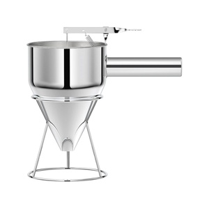 Entonnoir à pâte conique professionnel en acier inoxydable avec support et distributeur à piston pour cupcakes, crêpes et outils de pâtisserie - Product Image 6