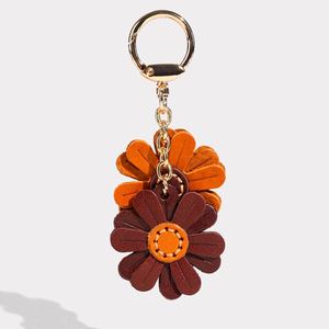 HR Genuine Leather Flower Decorative Keyring Durable Boho Accessories <b>Key</b> <b>Ring</b> Genuine Leather <b>Key</b> Chain with Flower for GIfts - Product Image 3