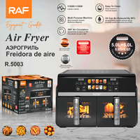 Friteuse à air double compartiment RAF R.5003 1100W Plus 1100W 5.0L Plus 5.0L avec contrôle double synchronisé et minuterie de 80 à 200°C pour la préparation de repas en famille