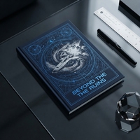 Carnet à couverture rigide en tissu de lin bleu marine avec logo personnalisé, format A5 (140x210mm), journal/agenda sur le thème de la science-fiction, impression pour cadeau
