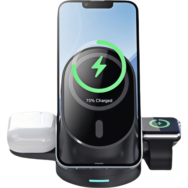 3 in 1 Magnetic Wireless Charger Stand 15W Fast Charging Station for iPhone Apple Watch AirPods
