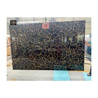 Prix direct usine, certificat CE, pierre semi-précieuse naturelle, plaque de quartz noir obsidienne avec feuille d'or