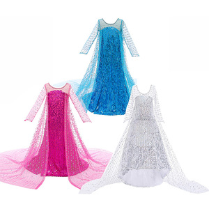 Envío rápido princesa elegante vestido <span class=keywords><strong>de</strong></span> lentejuelas <span class=keywords><strong>de</strong></span> cola larga 2020 <span class=keywords><strong>Elsa</strong></span> <span class=keywords><strong>Anna</strong></span> vestido - Product Image 1