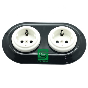 Interrupteur à bouton-poussoir en <span class=keywords><strong>porcelaine</strong></span>, interrupteur mural rétro en céramique encastré et <span class=keywords><strong>prise</strong></span> murale - Product Image 2