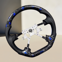 Volant de direction en fibre de carbone forgé platine bleu à 4 branches YZ, très populaire, pour Nissan Patrol Y61
