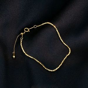 Xinfly 18K Real <b>Gold</b> Laser Bead Bracelet Necklace <b>Set</b> Italian Design INS Adjustable Au750 Disco Bridal Jewelry for Women Gift - Product Image 4