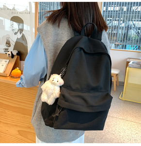 Factory Wholesale New Fashionable <strong>Backpack</strong> Ins <strong>Canvas</strong> <strong>Backpack</strong> Korean Version Campus Solid Color <strong>Backpack</strong> - Product Image 6