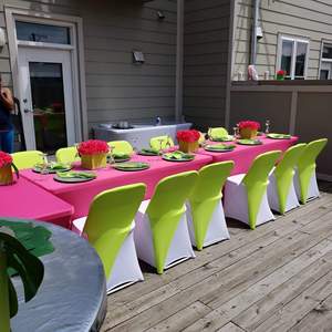 Wedding <strong>Chair</strong> <strong>Cover</strong> Cap Lime Green Stretch <strong>Chair</strong> Band for Party Events - Product Image 3