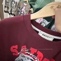 T-shirt unisexe en coton épais 400g avec imprimé anime, coupe décontractée tendance américaine, fabriqué en Chine, modèle 25786578657, surplus de stock, vente en gros