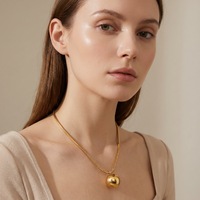 Collar con Colgante de Bola de Cadena de Serpiente, Acero Inoxidable 316L, Chapado en Oro de 18K, Hipoalergénico para Mujer