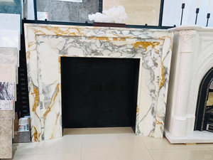 Cheminée à gaz autoportante moderne de designer, faite à la main, avec <span class=keywords><strong>insert</strong></span> en marbre <span class=keywords><strong>pour</strong></span> salon intérieur - Product Image 1