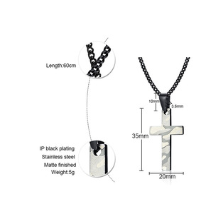 Collier pendentif croix en acier inoxydable 304 pour homme, anti-allergie, avec logo gravé, bijoux tendance - Product Image 6