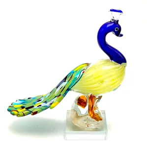decorative murano glass peacock figurine