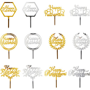 ท็อปเปอร์เค้กอะคริลิค รูปน้ำผึ้งและน้ำหวาน ขนาด 13 ซม. สีทอง สำหรับตกแต่งเค้กในงานเลี้ยงเกษียณอายุ - Product Image 4