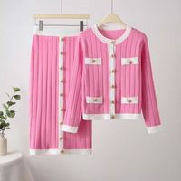 2024 automne hiver nouveau Style femmes tricot jupe moyenne + manches longues tricots deux pièces ensemble tricoté Cardigan bouton costumes décontractés