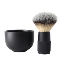 Bol de rasage double lame en acier inoxydable noir et argenté et tasse de toilettage de la barbe pour la vente en gros