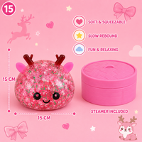 Jouet Squishy Élan Pailleté 15cm, Doux et Scintillant, Gadget Anti-stress à Presser, Emballé en Boîte Colorée, Ornement Réducteur de Stress