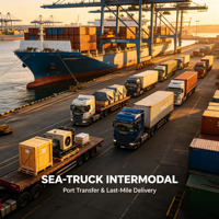 Service logistique de transport intermodal maritime-terrestre pour le transfert portuaire et la livraison du dernier kilomètre